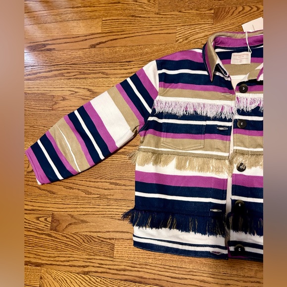 NWT Anthropologie Alexandra Bueno Fringe Western Cowboy Striped Coat Jacket - Picture 5 of 8